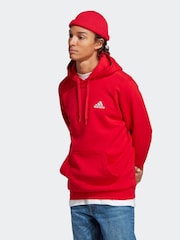 adidas Red Essential Fleece Hoodie - Image 1 of 7