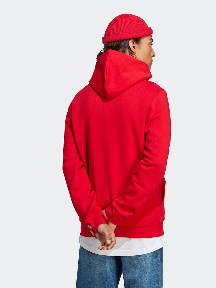 adidas Red Essential Fleece Hoodie - Image 2 of 7