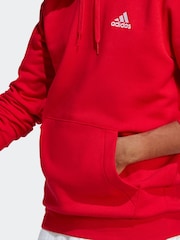 adidas Red Essential Fleece Hoodie - Image 5 of 7