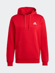 adidas Red Essential Fleece Hoodie - Image 7 of 7