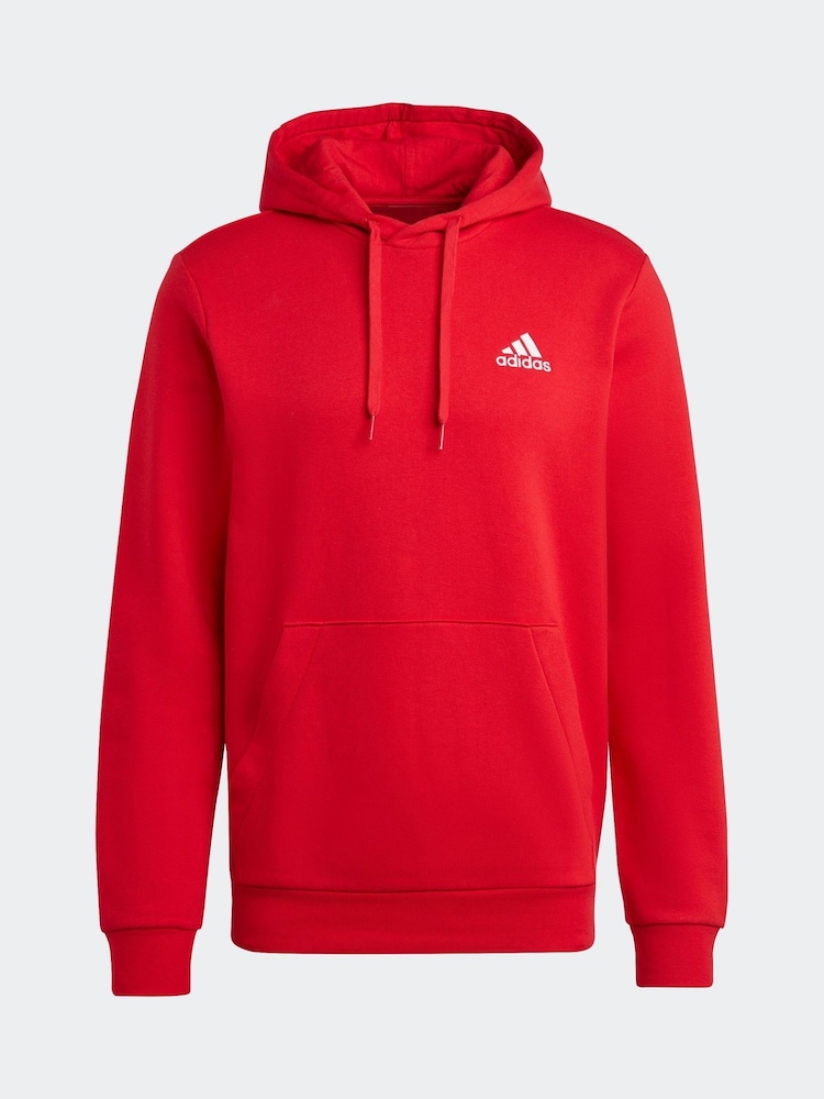 adidas Red Essential Fleece Hoodie - Image 7 of 7