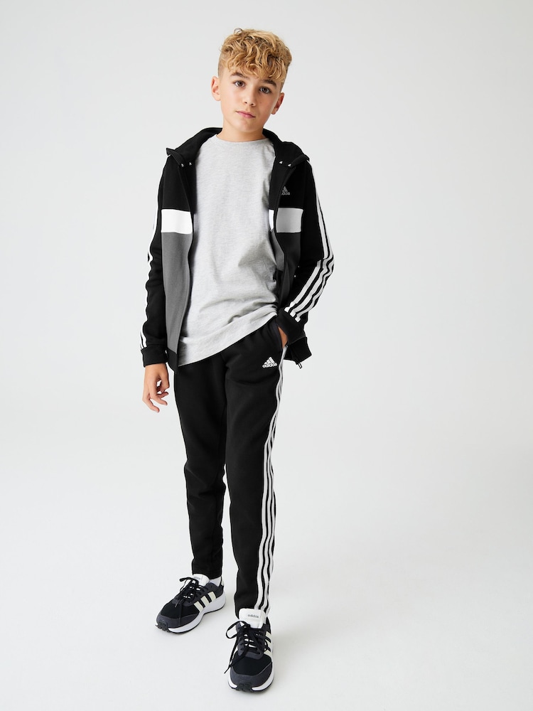 adidas Black Kids Sportswear Tiberio 3-Stripes Colourblock Fleece Tracksuit - Image 1 of 16