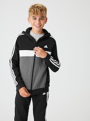 adidas Black Kids Sportswear Tiberio 3-Stripes Colourblock Fleece Tracksuit - Image 5 of 16