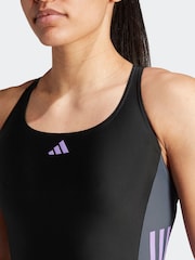 adidas Black Performance Swim 3-Stripes Colorblock Swimsuit - Image 5 of 7