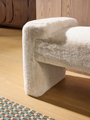 MADE.COM Taupe Natural Arctic Faux Fur Brixton Bench - Image 2 of 5