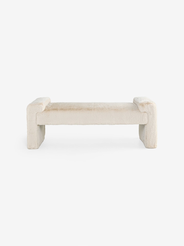 MADE.COM Taupe Natural Arctic Faux Fur Brixton Bench - Image 5 of 5 MADE.COM Taupe Natural Arctic Faux Fur Brixton Bench - Image 5 of 5