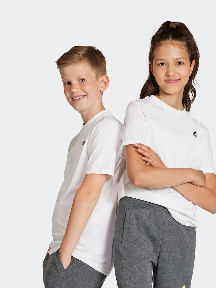 adidas White 100% Cotton Sportswear Essentials Small Logo Cotton T-Shirt - Image 1 of 7