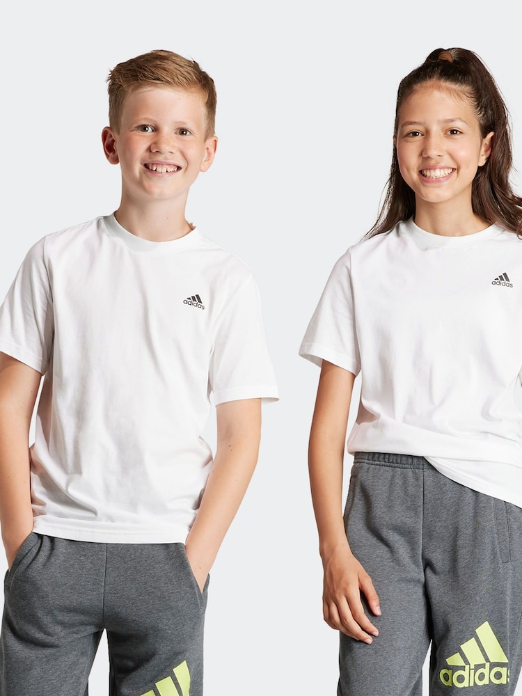 adidas White 100% Cotton Sportswear Essentials Small Logo Cotton T-Shirt - Image 2 of 7