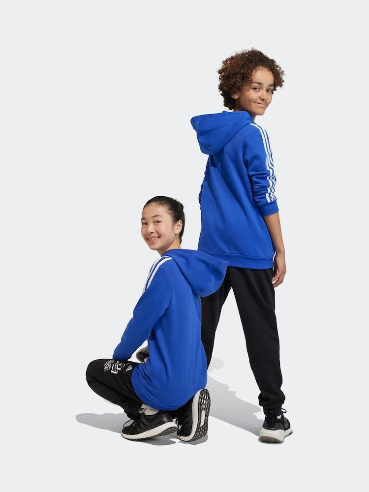 adidas Dark Blue Kids Sportswear Tiberio 3-Stripes Colourblock Fleece Hoodie - Image 2 of 7