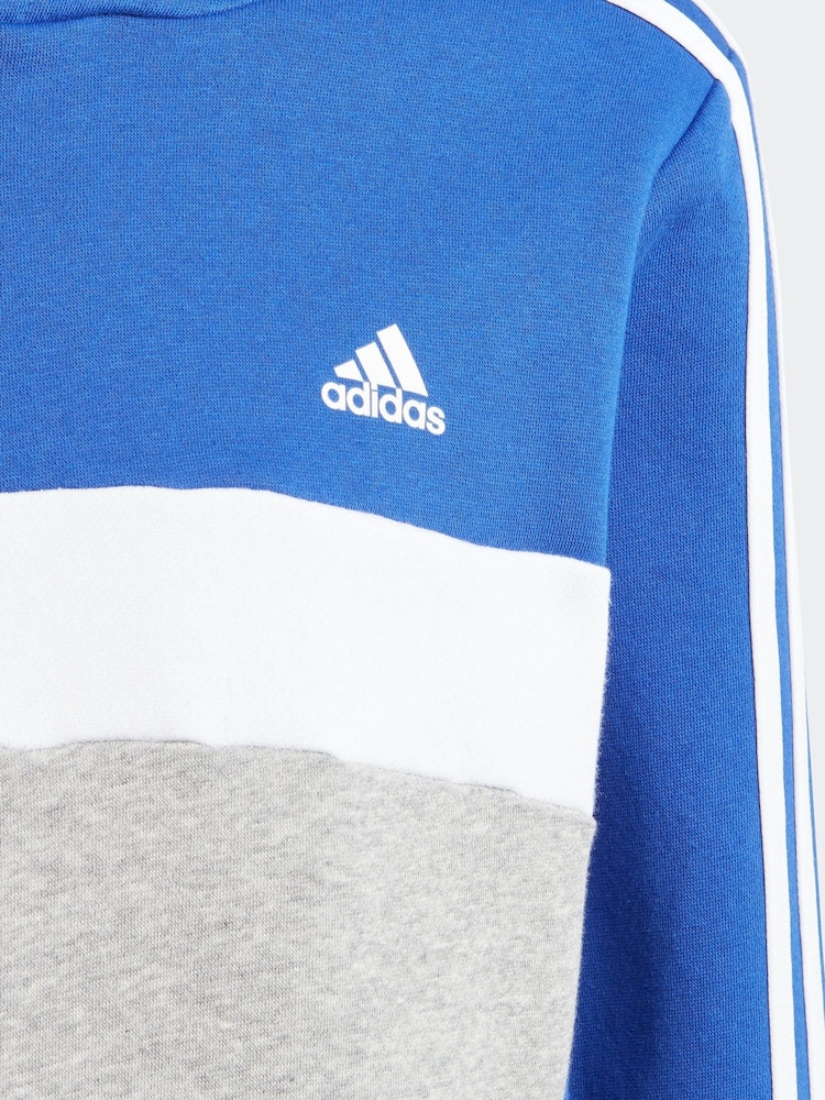 adidas Dark Blue Kids Sportswear Tiberio 3-Stripes Colourblock Fleece Hoodie - Image 7 of 7