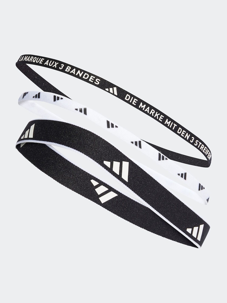 adidas Black Multiple Width Training Headbands 3 Pack - Image 1 of 4