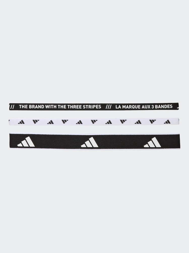 adidas Black Multiple Width Training Headbands 3 Pack - Image 2 of 4