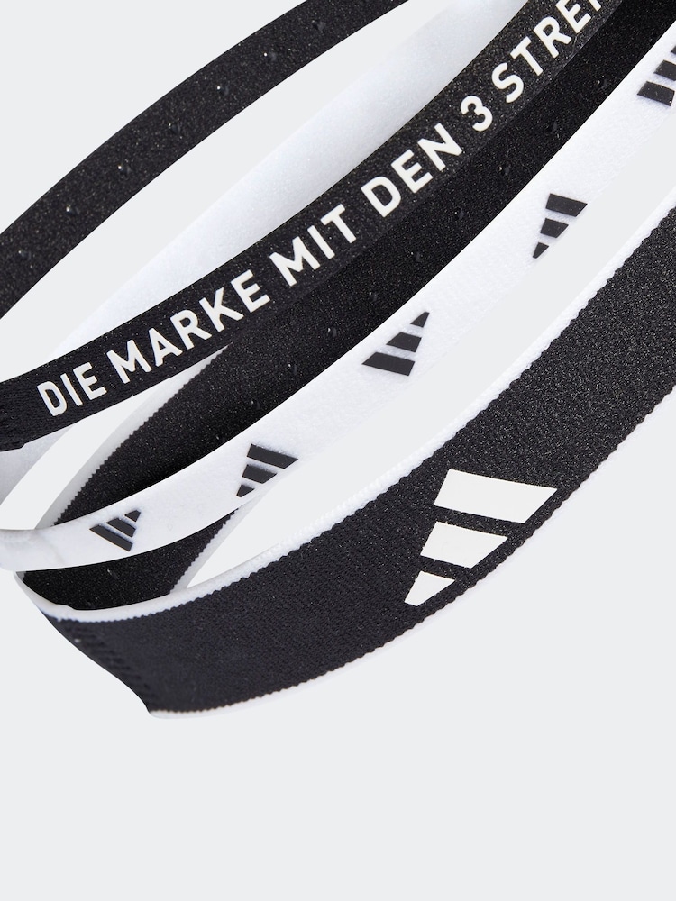 adidas Black Multiple Width Training Headbands 3 Pack - Image 4 of 4