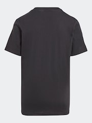 adidas Black Kids Sportswear Tiberio 3-Stripes Colourblock 100% Cotton T-Shirt - Image 5 of 8