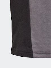 adidas Black Kids Sportswear Tiberio 3-Stripes Colourblock 100% Cotton T-Shirt - Image 8 of 8