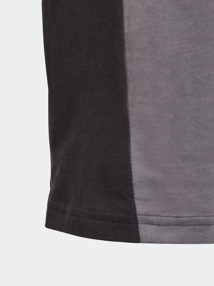 adidas Black Kids Sportswear Tiberio 3-Stripes Colourblock 100% Cotton T-Shirt - Image 8 of 8