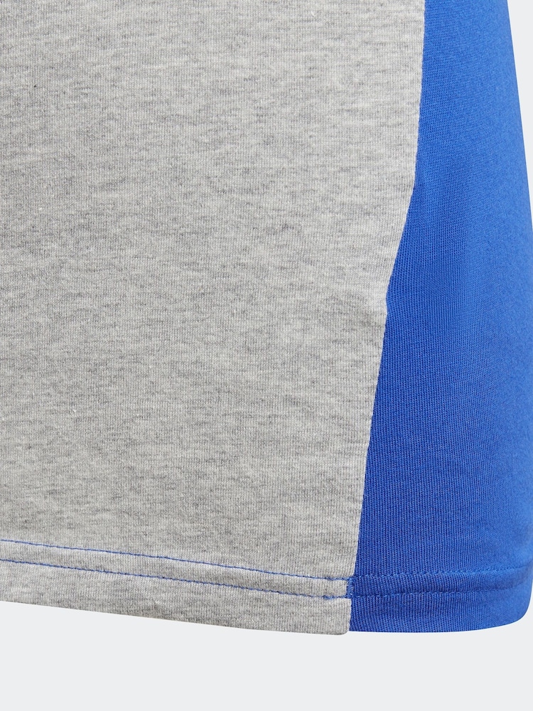 adidas Blue Kids Sportswear Tiberio 3-Stripes Colourblock 100% Cotton T-Shirt - Image 12 of 12