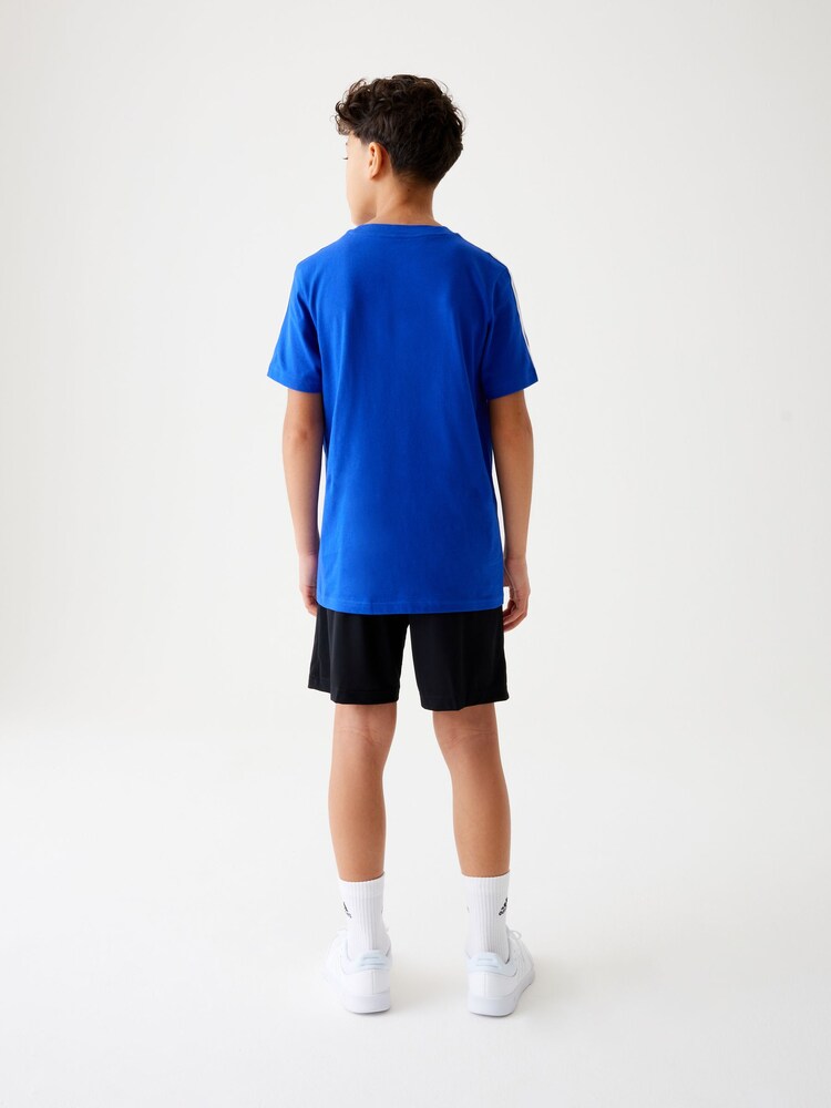 adidas Blue Kids Sportswear Tiberio 3-Stripes Colourblock 100% Cotton T-Shirt - Image 2 of 12 adidas Blue Kids Sportswear Tiberio 3-Stripes Colourblock 100% Cotton T-Shirt - Image 2 of 12