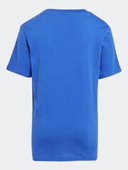 adidas Blue Kids Sportswear Tiberio 3-Stripes Colourblock 100% Cotton T-Shirt - Image 9 of 12