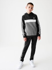 adidas Black Kids Sportswear Tiberio 3-Stripes Colourblock Fleece Hoodie - Image 1 of 8