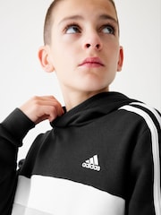 adidas Black Kids Sportswear Tiberio 3-Stripes Colourblock Fleece Hoodie - Image 3 of 8