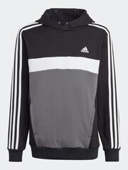 adidas Black Kids Sportswear Tiberio 3-Stripes Colourblock Fleece Hoodie - Image 4 of 8