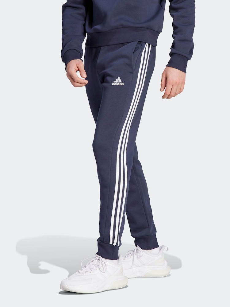 adidas Blue Essentials 3 Stripe Joggers - Image 1 of 6