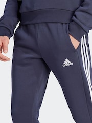 adidas Blue Essentials 3 Stripe Joggers - Image 4 of 6