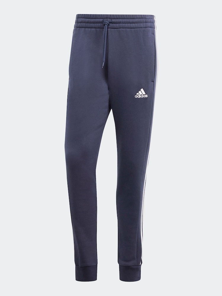 adidas Blue Essentials 3 Stripe Joggers - Image 6 of 6