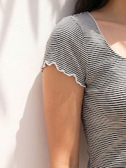 Roman Black Stripe Frill Hem Top - Image 4 of 4