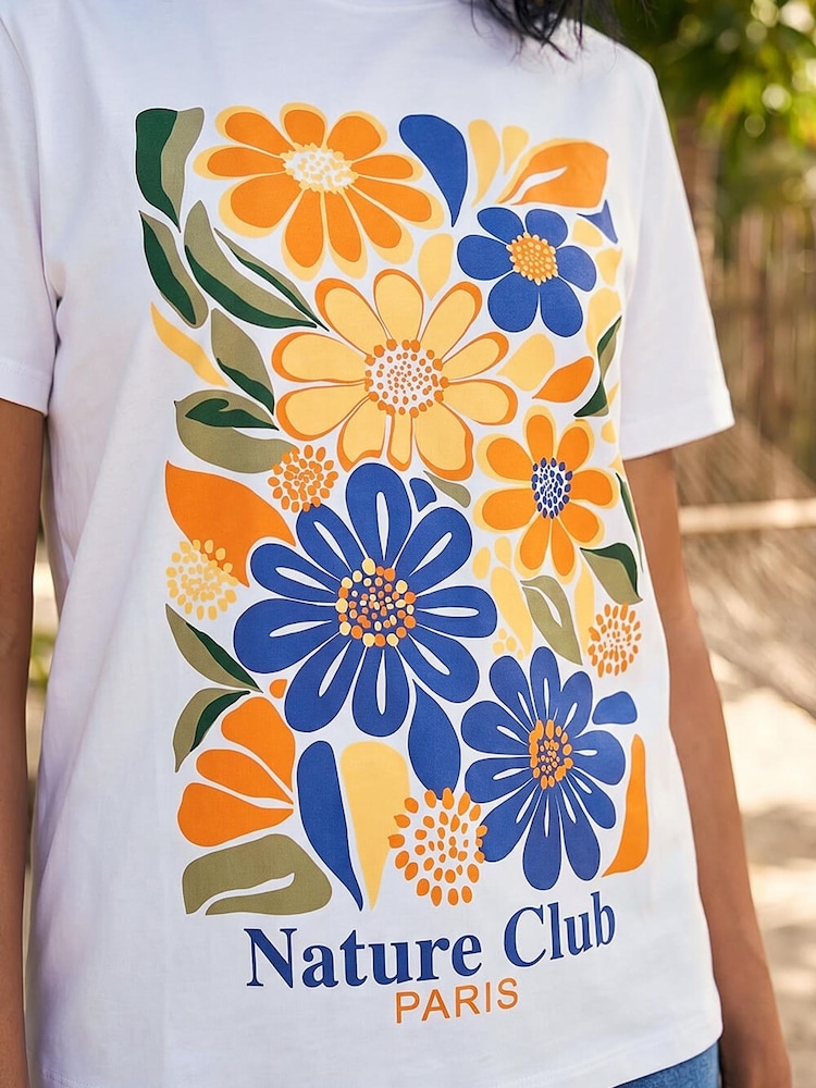 Roman Blue Floral Placement Print T-Shirt - Image 4 of 4