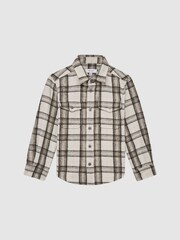 Reiss Camel Mason 9-12 yrs Long Sleeve Brushed Check Overshirt - Image 2 of 7