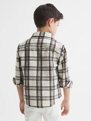 Reiss Camel Mason 9-12 yrs Long Sleeve Brushed Check Overshirt - Image 5 of 7