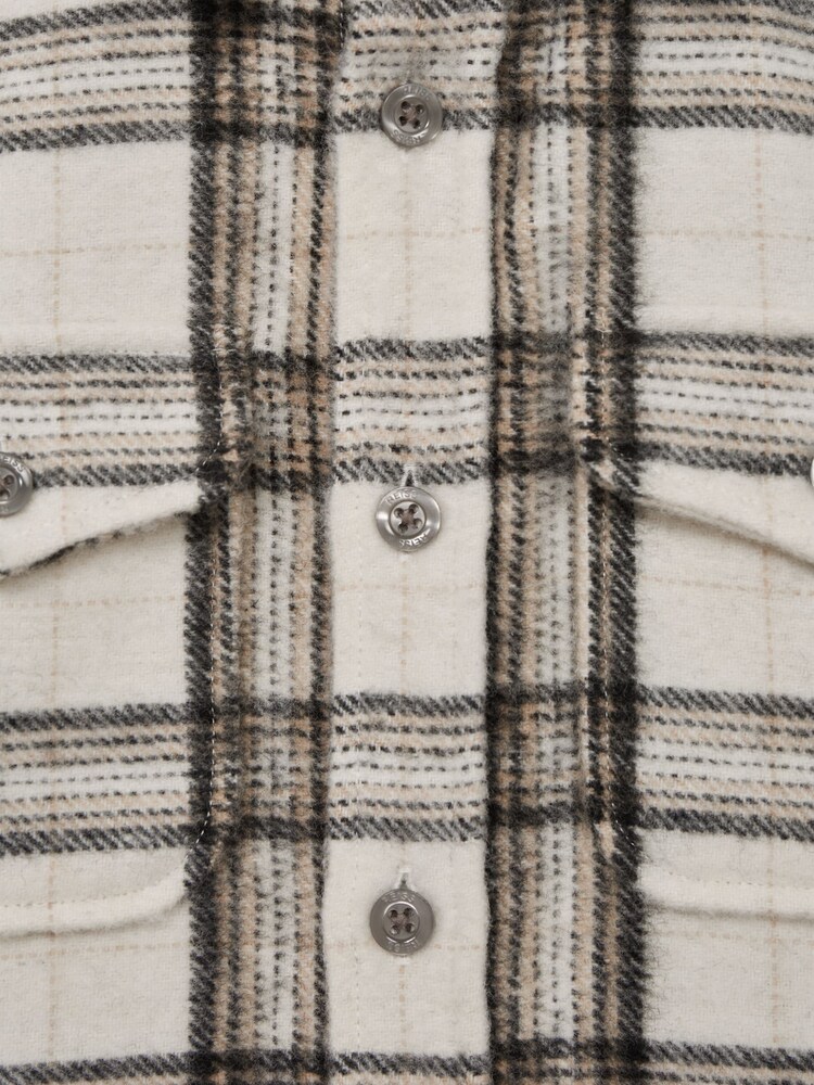 Reiss Camel Mason 9-12 yrs Long Sleeve Brushed Check Overshirt - Image 7 of 7
