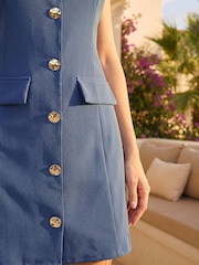 Roman Blue Button Through Tailored Dress - Image 4 of 4