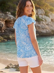 Roman Blue Petite Frill Sleeve Blouse - Image 3 of 4