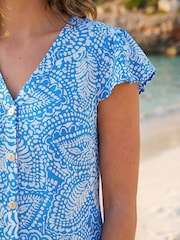 Roman Blue Petite Frill Sleeve Blouse - Image 4 of 4