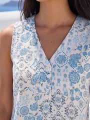 Roman Blue Petite Printed Sleeveless Blouse - Image 4 of 4