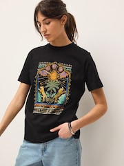 Black Palm Embellished Graphic Heavyweight Short Sleeve Crew Neck T-Shirt - Image 1 of 6