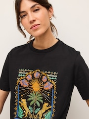 Black Palm Embellished Graphic Heavyweight Short Sleeve Crew Neck T-Shirt - Image 4 of 6