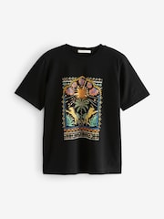 Black Palm Embellished Graphic Heavyweight Short Sleeve Crew Neck T-Shirt - Image 5 of 6