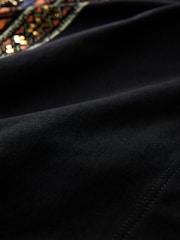Black Palm Embellished Graphic Heavyweight Short Sleeve Crew Neck T-Shirt - Image 6 of 6