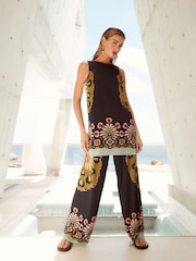 Placement Ikat Print Crinkle Mesh Relaxed Trousers - Image 1 of 6