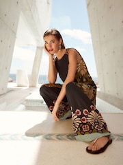 Placement Ikat Print Crinkle Mesh Relaxed Trousers - Image 2 of 6