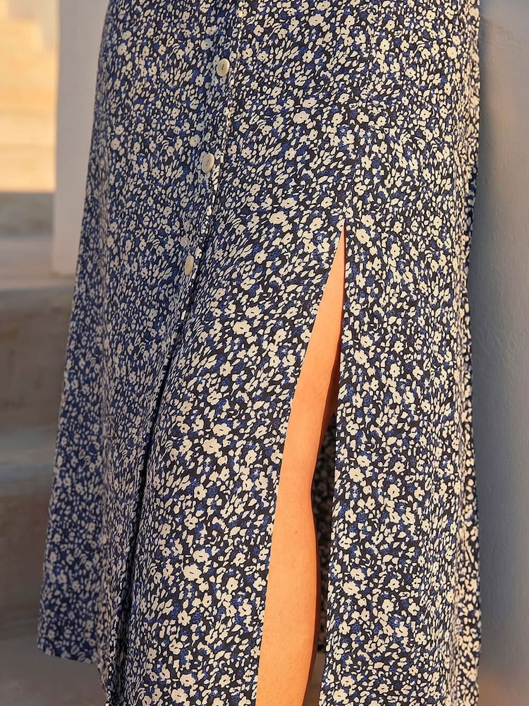 Roman Blue Petite Button Down Midi Dress - Image 4 of 4 Roman Blue Petite Button Down Midi Dress - Image 4 of 4