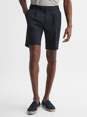Reiss Navy Shore Side Adjuster Shorts - Image 1 of 6