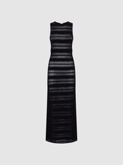Reiss Black Seraphina Knitted Midi Dress - Image 2 of 6
