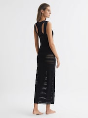 Reiss Black Seraphina Knitted Midi Dress - Image 5 of 6