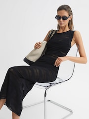 Reiss Black Seraphina Knitted Midi Dress - Image 6 of 6