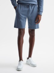 Reiss Airforce Blue Robin Textured Drawstring Shorts - Image 1 of 6